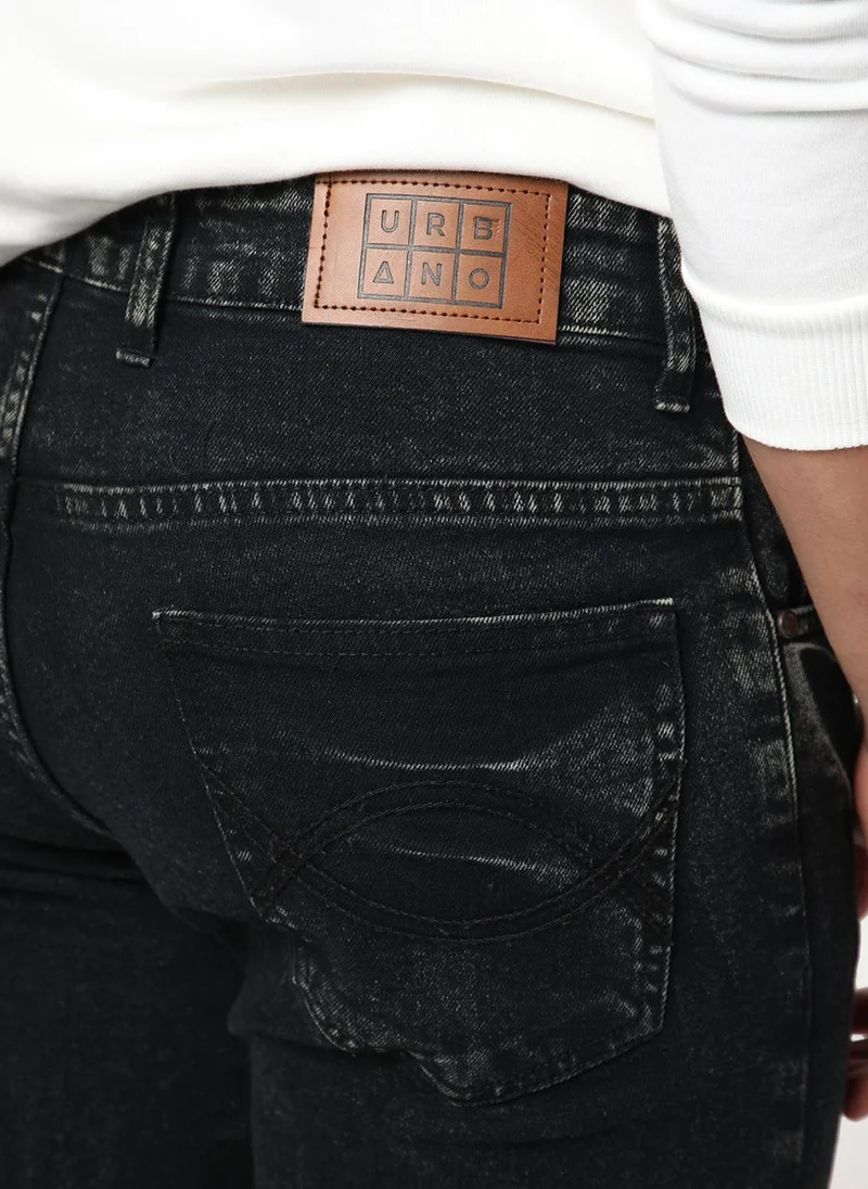 Urbano Fashion  Urbano Fashion Men's Black Bootcut Fit Mid Rise Acid Wash Jeans Stretchable for Men | Best Price UAE